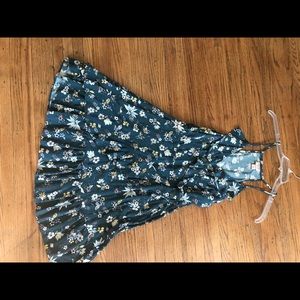 Teal floral wrap dress